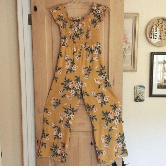Miami Mustard Floral Jumpsuit - Picture 1 of 10